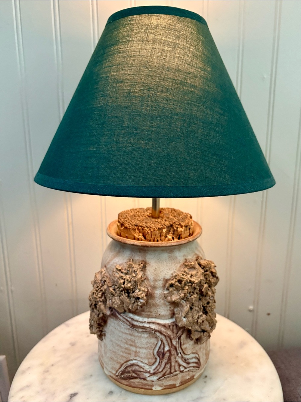 Vintage Primitive Stoneware Jar w/Natural Cork Table Lamp Handmade Rustic VTG - Picture 12 of 16